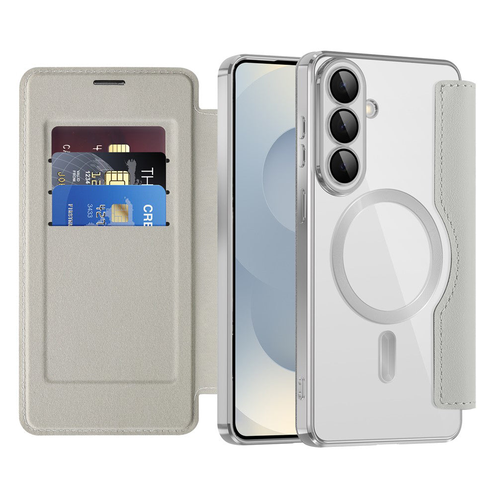 MagSafe Case for Samsung Galaxy S26 Plus, Techsuit, SmartMag Book, Gray