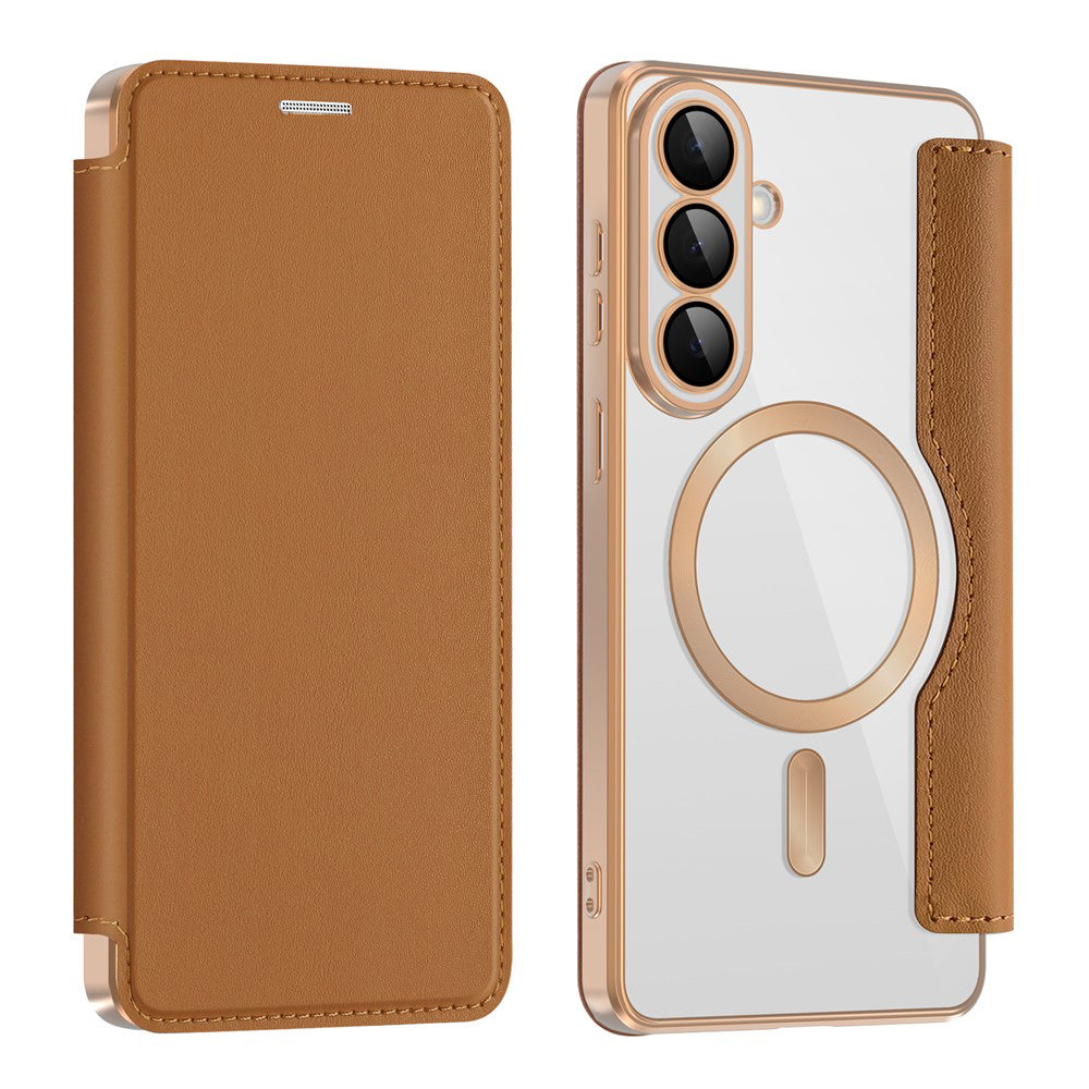 MagSafe Case for Samsung Galaxy S26 Plus, Techsuit, SmartMag Book, Brown