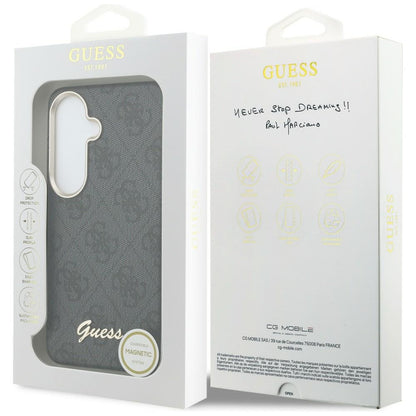 MagSafe Case for Samsung Galaxy S26 S942, Guess, 4G Script Logo, Black