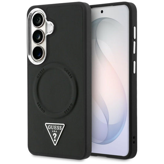 MagSafe Case for Samsung Galaxy S26 S942, Guess, Embossed Ring Triangle Logo, Black