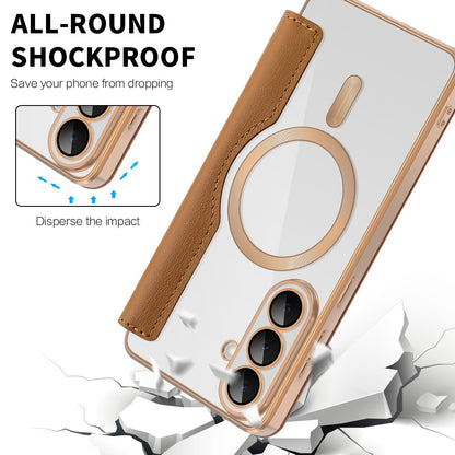 MagSafe Case for Samsung Galaxy S26, Techsuit, SmartMag Book, Brown