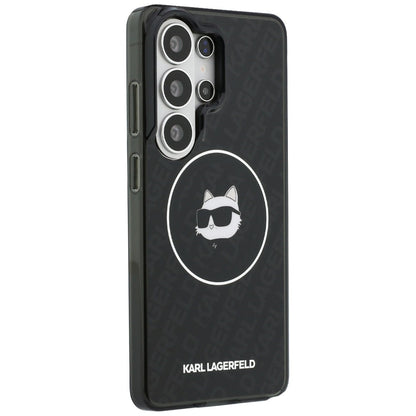 MagSafe Case for Samsung Galaxy S26 Ultra S948, Karl Lagerfeld, IML Choupette Head on KL Repeated Logo, Black