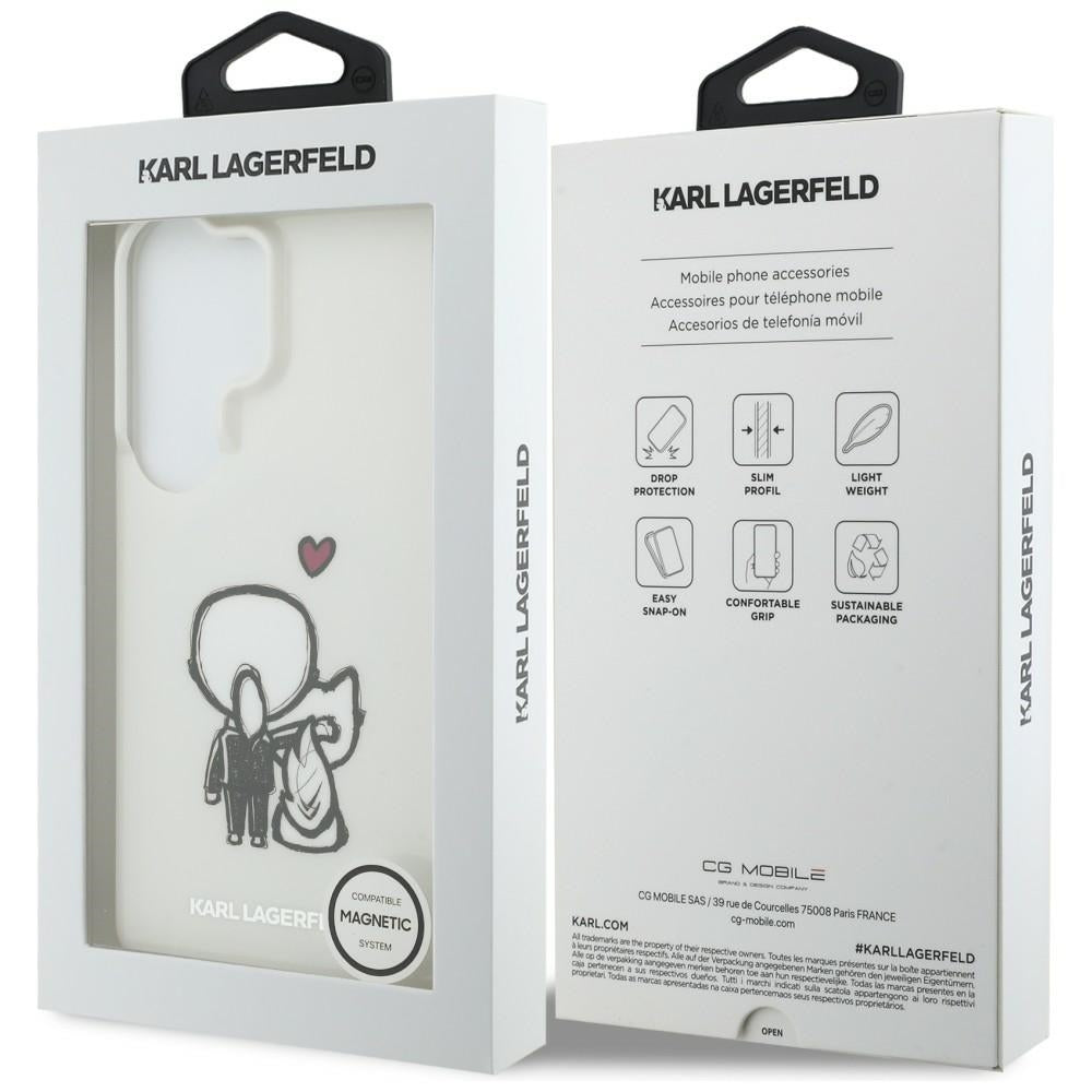 MagSafe Case for Samsung Galaxy S26 Ultra S948, Karl Lagerfeld, IML Karl & Choupette Back Logo, White