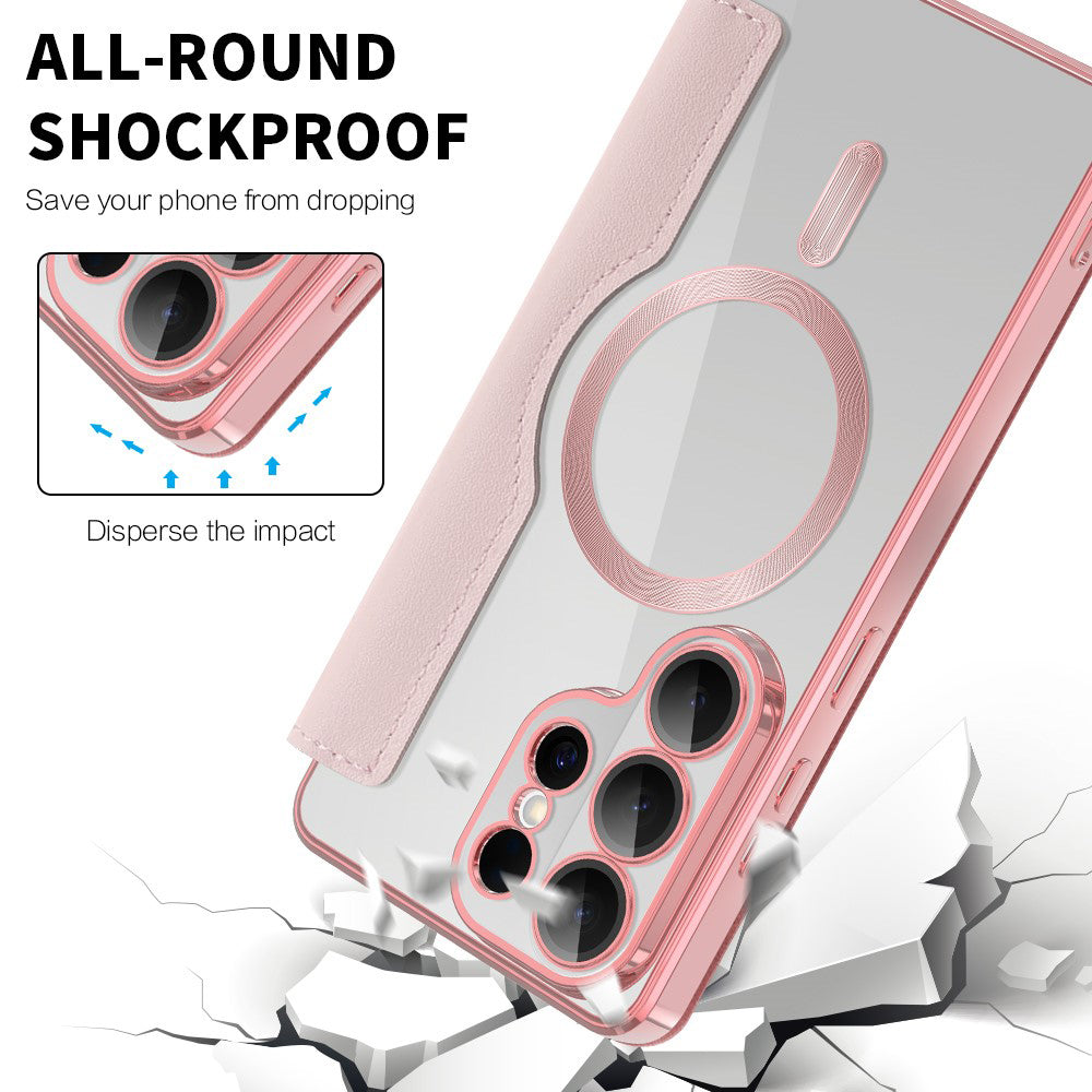 MagSafe Case for Samsung Galaxy S26 Ultra, Techsuit, SmartMag Book, Pink