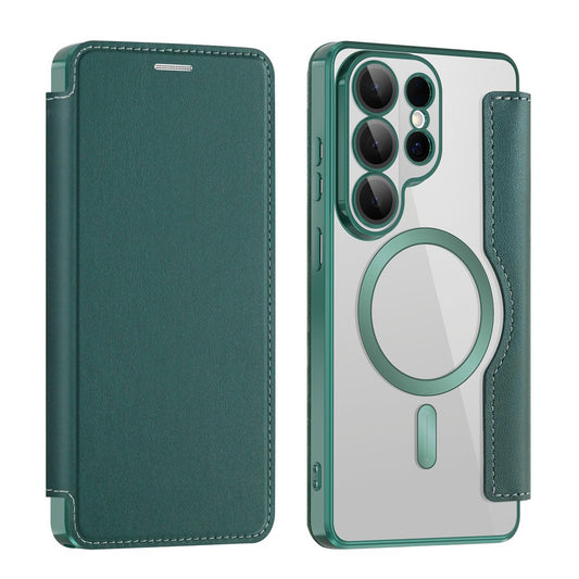 MagSafe Case for Samsung Galaxy S26 Ultra, Techsuit, SmartMag Book, Green