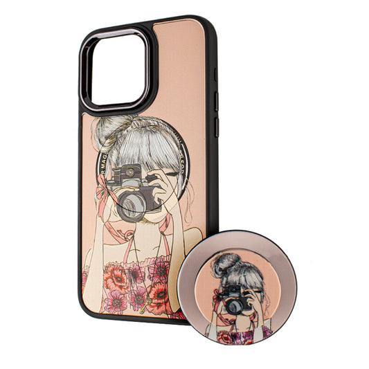 MagSafe Case for Xiaomi Poco X5 / Redmi Note 12 5G, BOTER, MagPopsocket Photo Girl, Multicolor