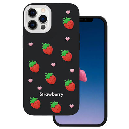 Case for Apple iPhone 17 Pro Max, OEM, Strawberry, Black