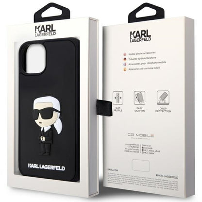 Case for Apple iPhone 14 Plus, Karl Lagerfeld, 3D Rubber Ikonik Karl, Black