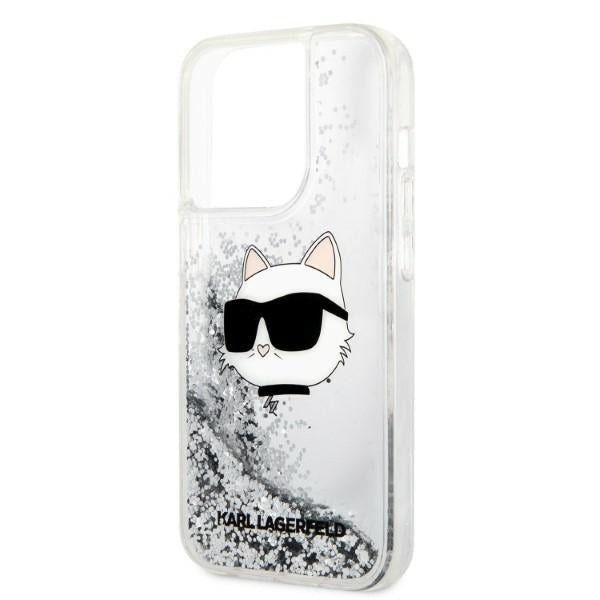 Case for Apple iPhone 14 Pro, Karl Lagerfeld, Glitter Choupette's Head, Silver