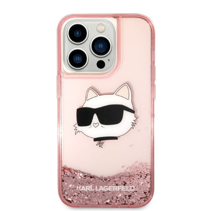 Case for Apple iPhone 14 Pro, Karl Lagerfeld, Glitter Choupette's Head, Pink