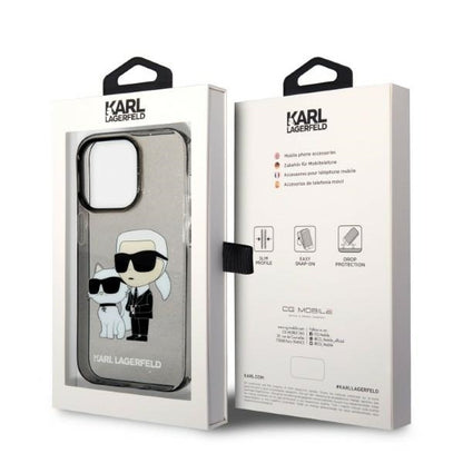 Case for Apple iPhone 14 Pro, Karl Lagerfeld, Glitter Karl & Choupette, Black