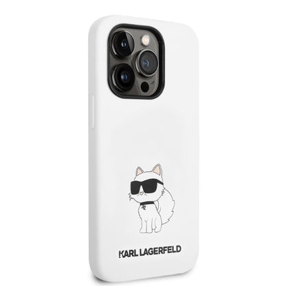 Case for Apple iPhone 14 Pro, Karl Lagerfeld, Silicone Choupette, White