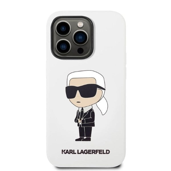 Case for Apple iPhone 14 Pro, Karl Lagerfeld, Ikonik NFT Silicone, White