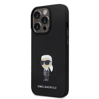 Case for Apple iPhone 14 Pro, Karl Lagerfeld, Silicone Ikonik Karl Metal, Black