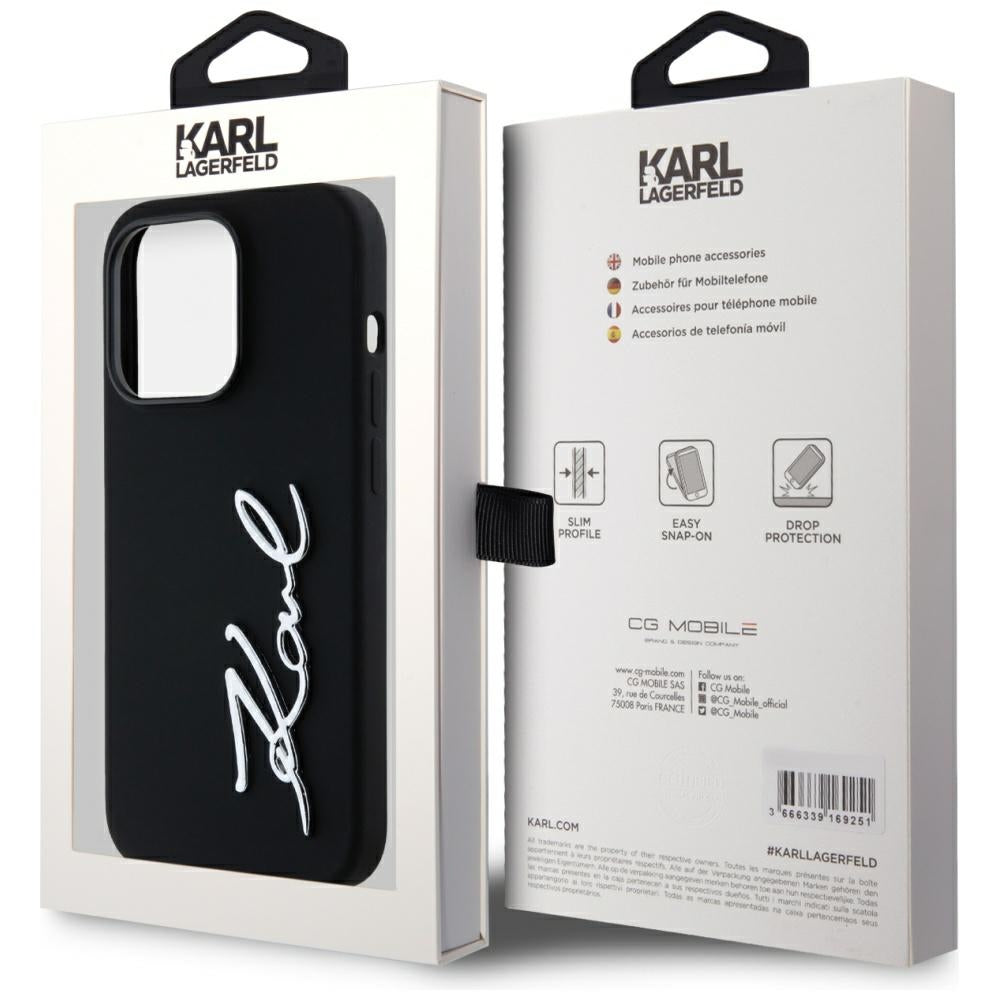 Case for Apple iPhone 14 Pro, Karl Lagerfeld, Silicone Karl Script, Black