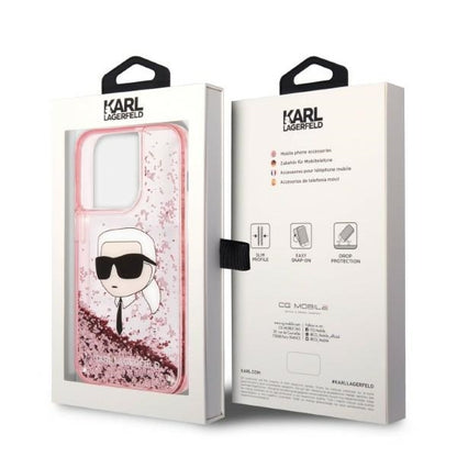 Case for Apple iPhone 14 Pro Max, Karl Lagerfeld, Glitter Karl's Head, Pink