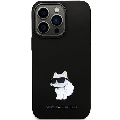 Case for Apple iPhone 14 Pro Max, Karl Lagerfeld, Silicone Choupette Metal, Black