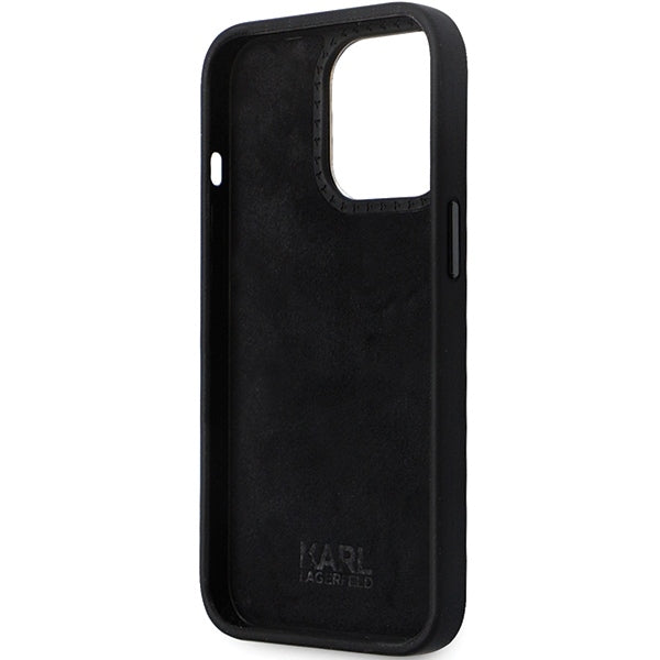 Case for Apple iPhone 14 Pro Max, Karl Lagerfeld, Silicone Ikonik Karl Metal, Black