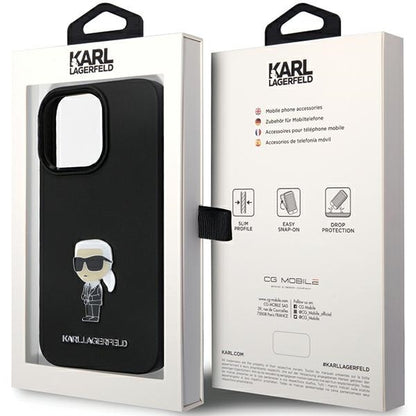 Case for Apple iPhone 14 Pro Max, Karl Lagerfeld, Silicone Ikonik Karl Metal, Black