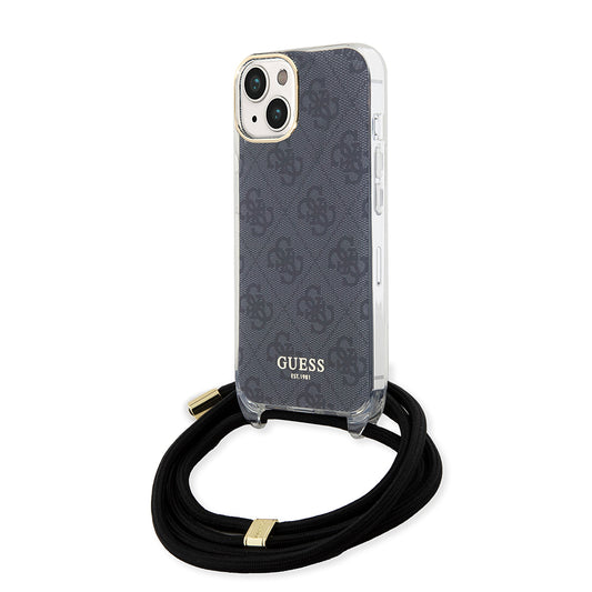 Case for Apple iPhone 15, Guess, 4G IML Printed Crossbody, Black