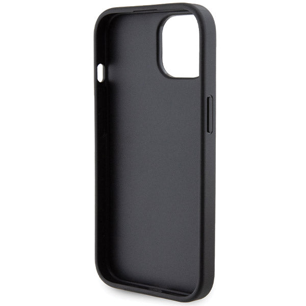 Case for Apple iPhone 15, Guess, Grip Stand 4G Saffiano Strass, Black