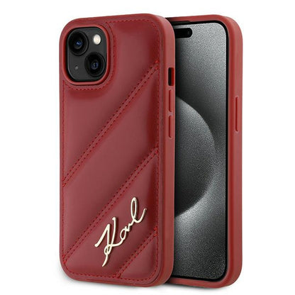 Case for Apple iPhone 15, Karl Lagerfeld, Diagonal Quilted Script, Rosie