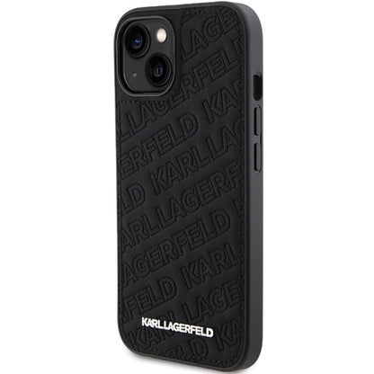 Case for Apple iPhone 15 Plus, Karl Lagerfeld, Diagonal Quilted K Pattern, Black
