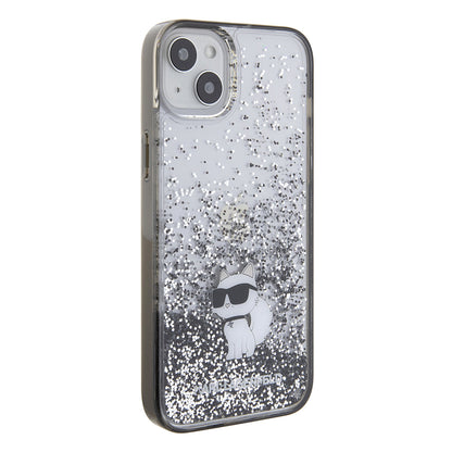 Case for Apple iPhone 15 Plus, Karl Lagerfeld, Liquid Glitter Choupette, Transparent