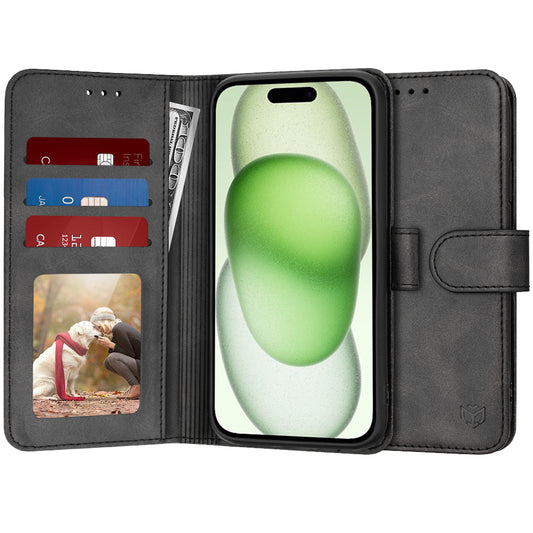 Case for Apple iPhone 15 Plus, Techsuit, Diary Book, Black