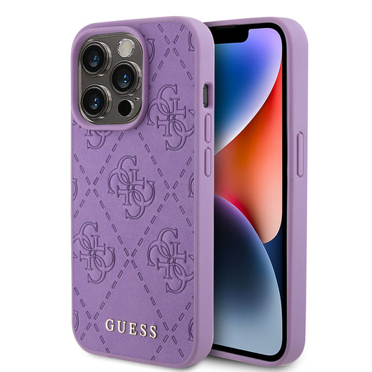 Case for Apple iPhone 15 Pro, Guess, 4G Stamped, Light Purple