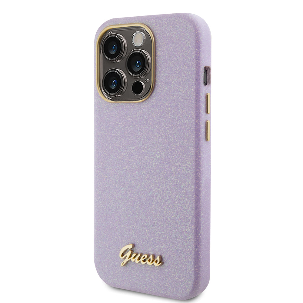 Case for Apple iPhone 15 Pro, Guess, Glitter Glossy Script, Light Purple