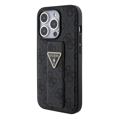 Case for Apple iPhone 15 Pro, Guess, Grip Stand 4G Triangle Strass, Black
