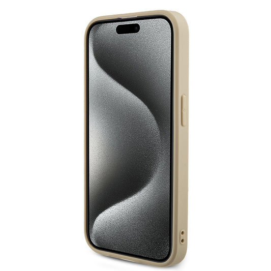 Case for Apple iPhone 15 Pro, Guess, Saffiano Iridescent Script, Gold