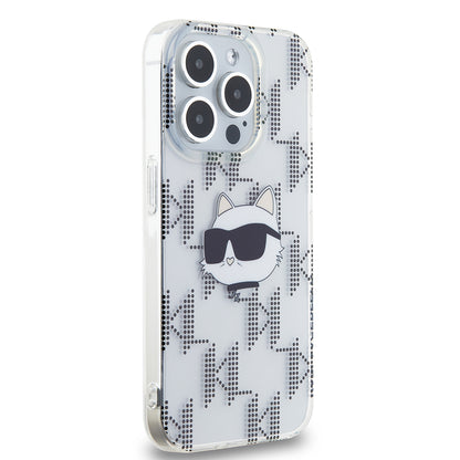 Case for Apple iPhone 15 Pro, Karl Lagerfeld, IML Electroplated Choupette Head, Transparent