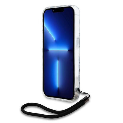 Case for Apple iPhone 15 Pro, Karl Lagerfeld, IML Luxury Zebra Pattern with Strap, Black