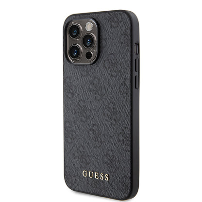 Case for Apple iPhone 15 Pro Max, Guess, 4G Metal Gold Logo, Grey