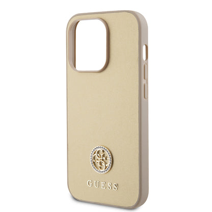 Case for Apple iPhone 15 Pro Max, Guess, 4G Strass Metal Logo, Gold
