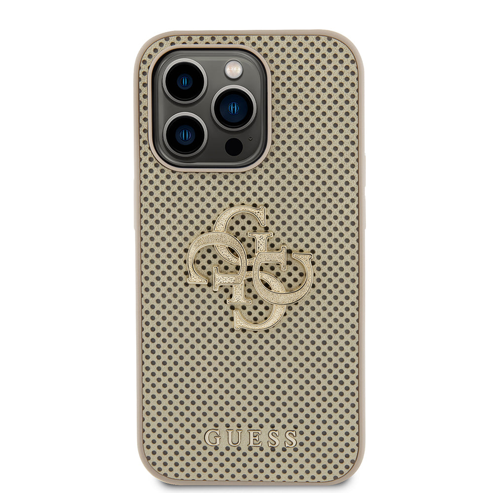 Case for Apple iPhone 15 Pro Max, Guess, Perforated 4G, Gold