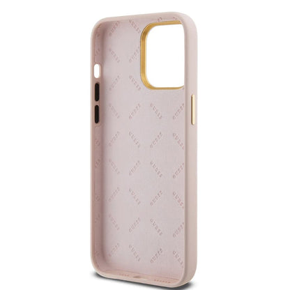 Case for Apple iPhone 15 Pro Max, Guess, Script Metal Logo & Frame, Light Pink