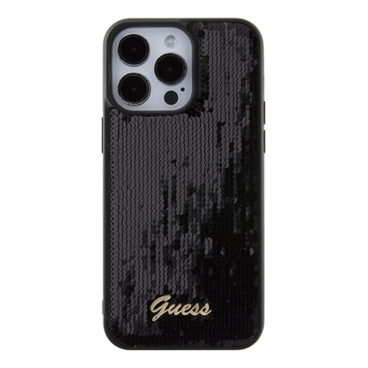 Case for Apple iPhone 15 Pro Max, Guess, Sequin Script Logo, Black GUHCP15XPSFDGSK