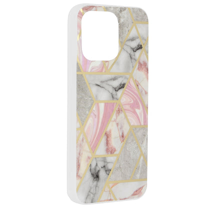 Case for Apple iPhone 15 Pro Max, Techsuit, Marble, Pink