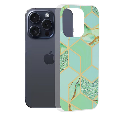 Case for Apple iPhone 15 Pro, Techsuit, Marble, Green