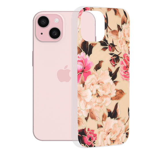 Case for Apple iPhone 15, Techsuit, Marble, Beige