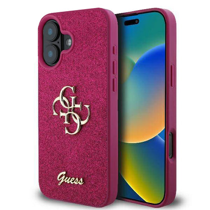 Case for Apple iPhone 16, Guess, Fixed Glitter Big 4G, Purple