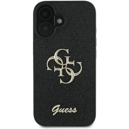 Case for Apple iPhone 16, Guess, Fixed Glitter Big 4G, Black