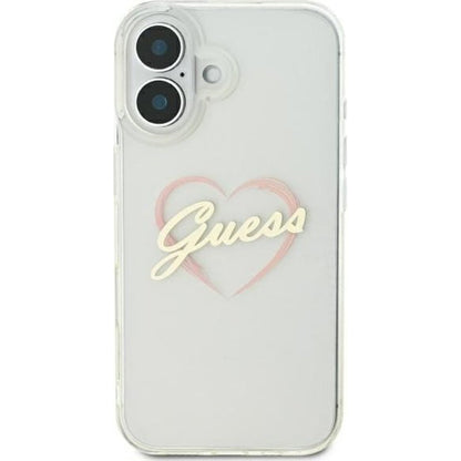 Case for Apple iPhone 16, Guess, IML Heart, Transparent