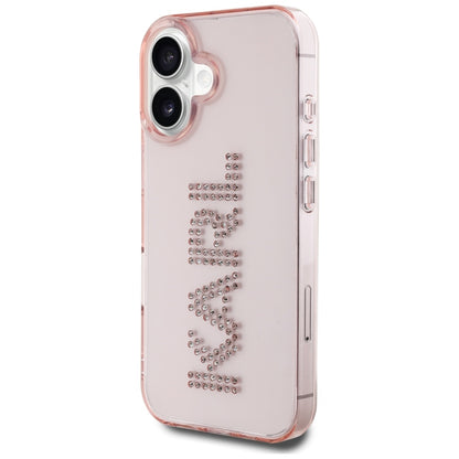 Case for Apple iPhone 16, Karl Lagerfeld, IML Rhinestones Pink Logo, Pink