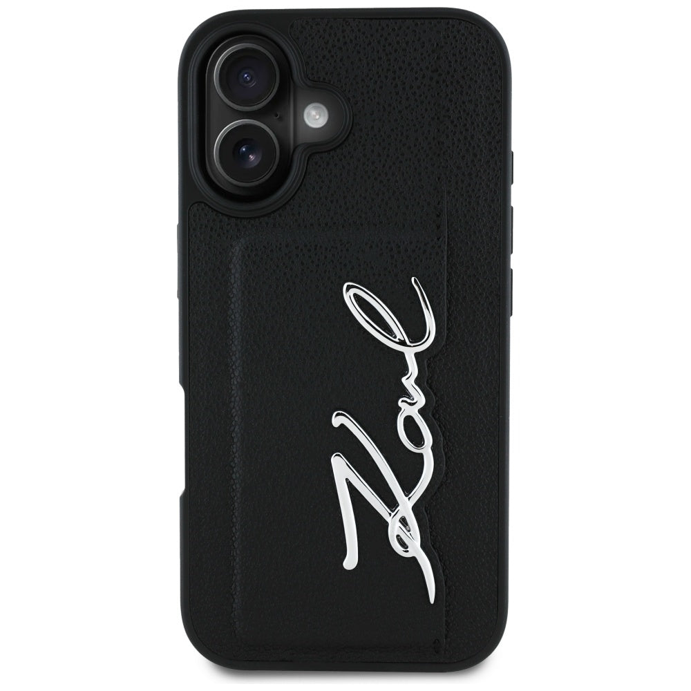 Case for Apple iPhone 16, Karl Lagerfeld, Metal Signature, Black