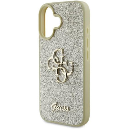 Case for Apple iPhone 16 Plus, Guess, Fixed Glitter Big 4G, Gold