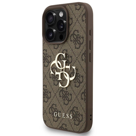 Case for Apple iPhone 16 Pro, Guess, 4G Classic Logo with Strap, Brown